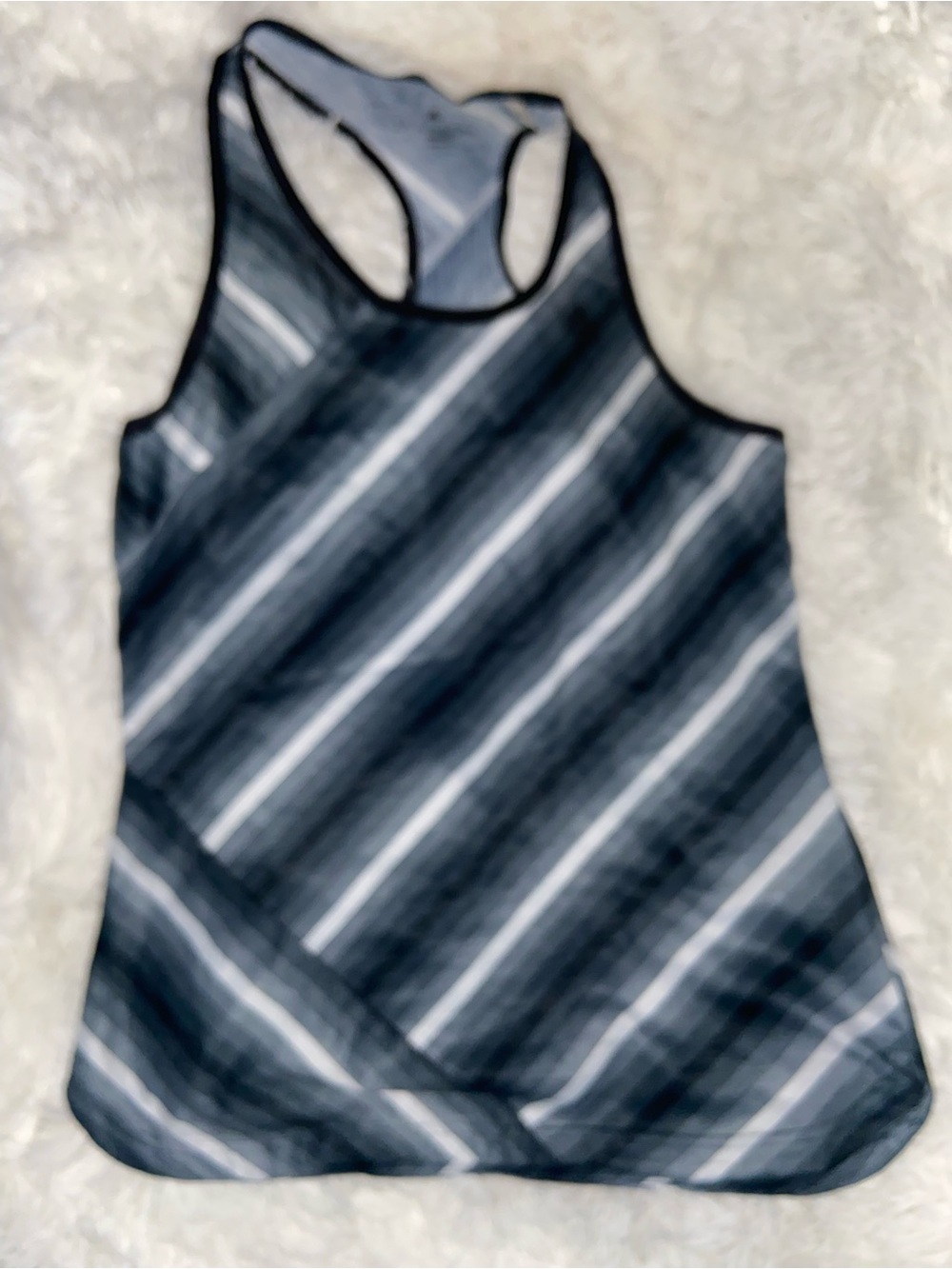 adidas Gray and White Striped Racerback Tank
